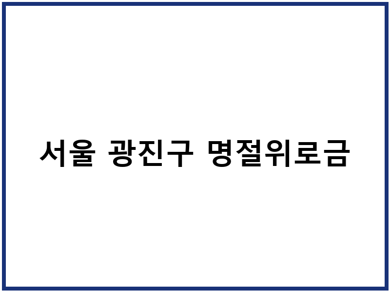 서울 광진구 명절위로금